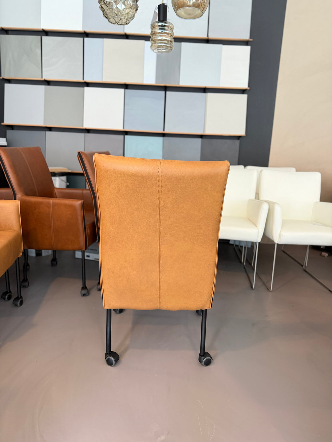 Leren eetkamerstoelen Freek XL set van 6 cognac