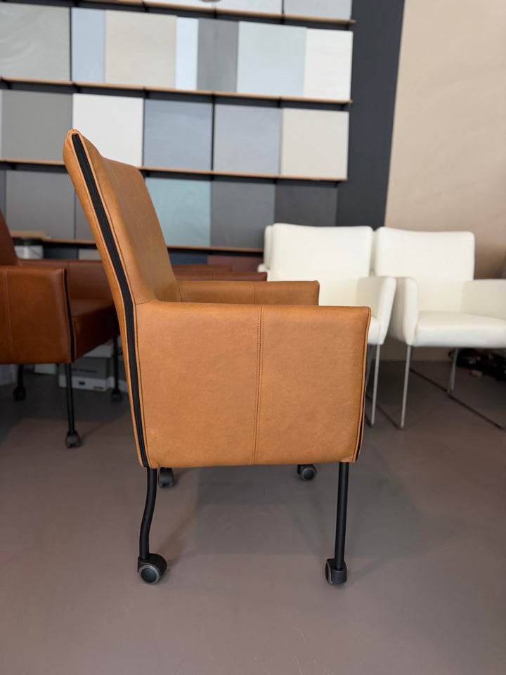 Leren eetkamerstoelen Freek XL set van 6 cognac